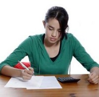 student doing taxes